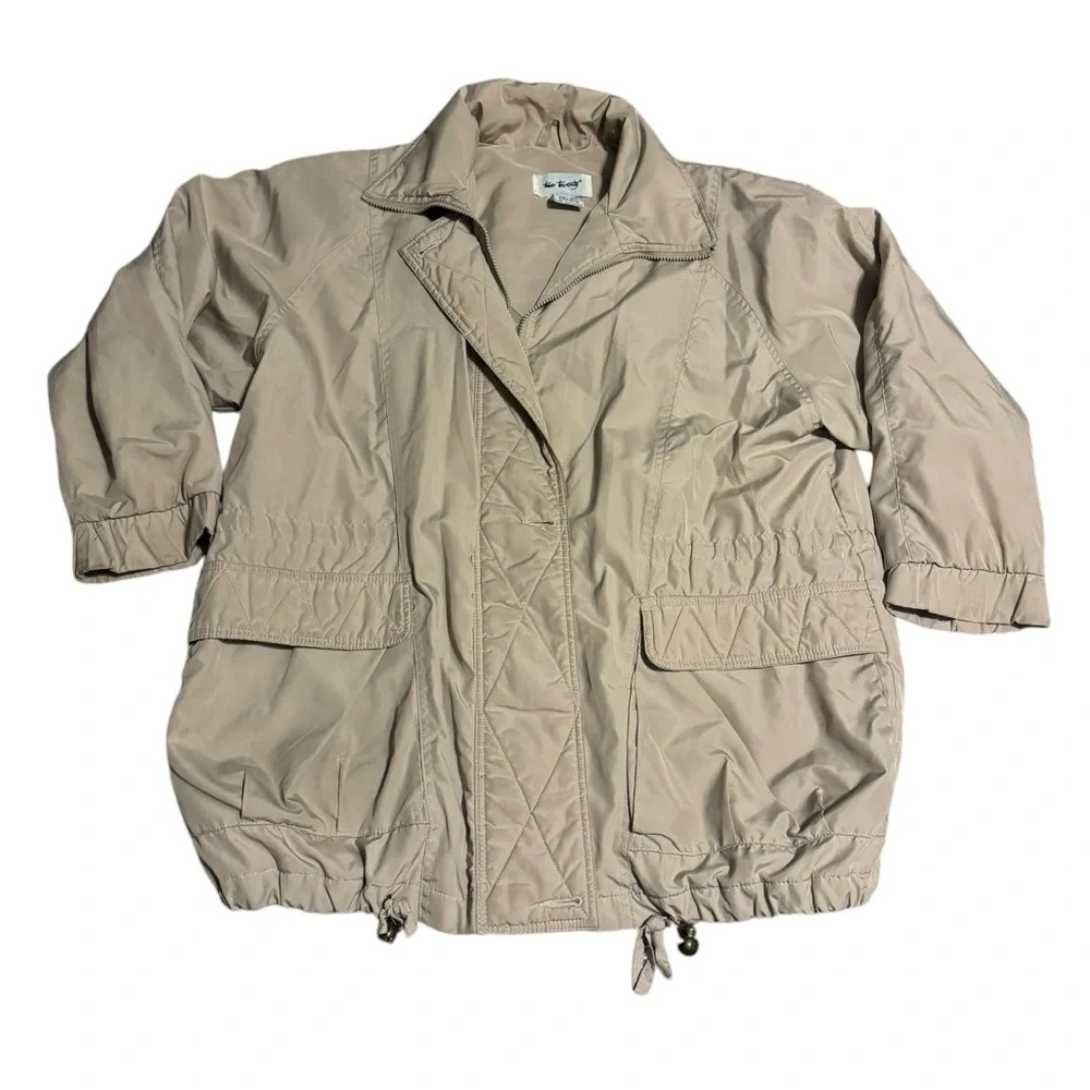 ☕ VINTAGE Two Twenty Beige Utility Jacket Sz‎ Large ☕